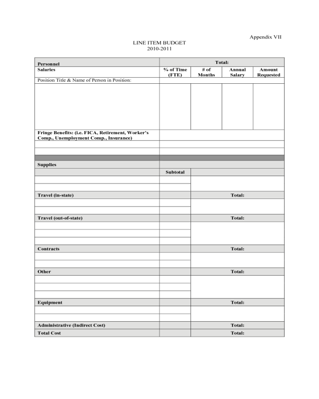 Line Item Budget Form - Arkansas