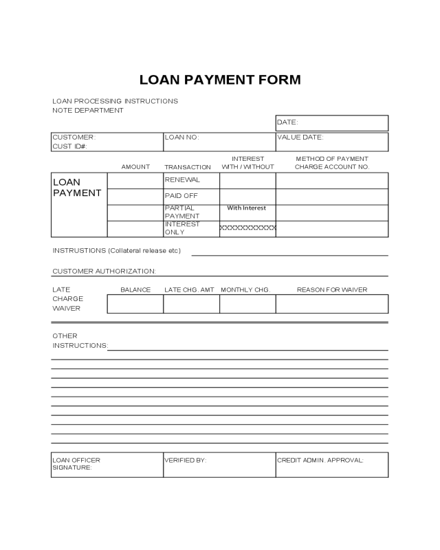 Loan Payment Form Sample
