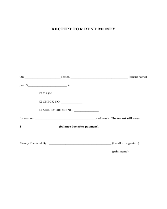 Rent Receipt Form Fillable Printable Pdf Forms Handypdf