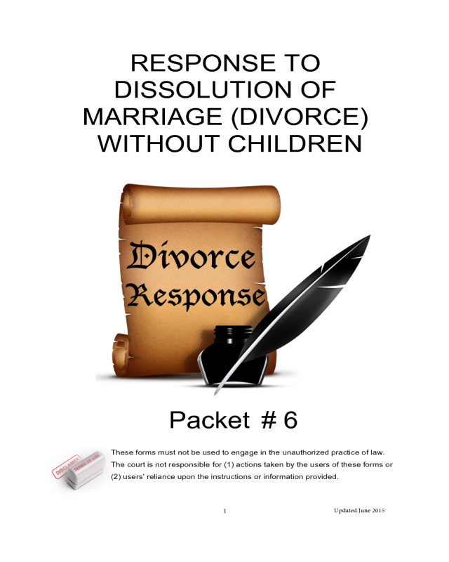 Response to Dissolution of Marrige (Divorce) Without Children - Arizona