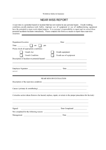 2024 Near Miss Reporting Form Fillable Printable PDF Forms Handypdf