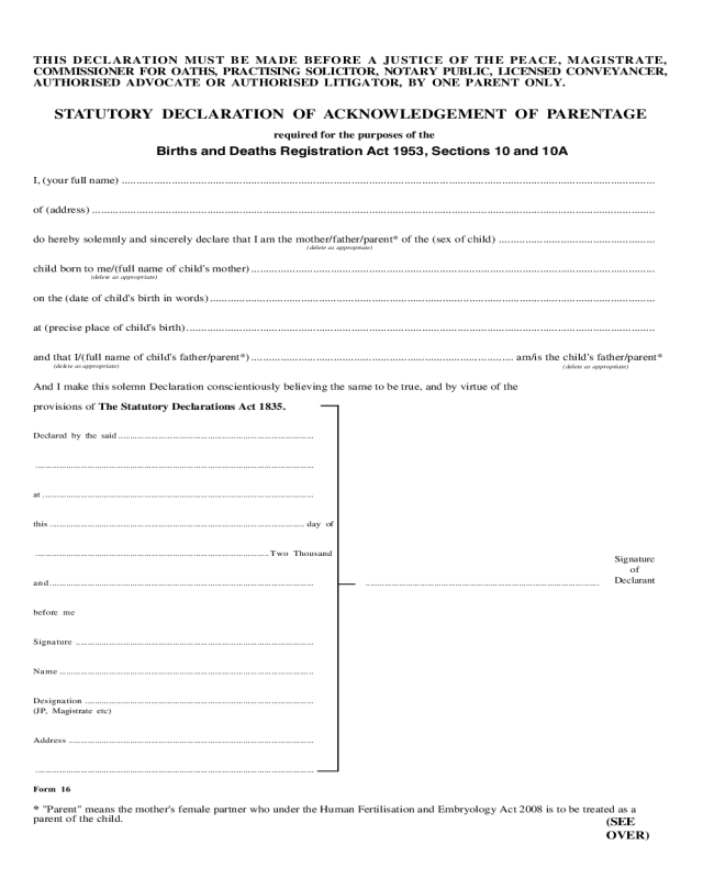 2022 Statutory Declaration Form Fillable Printable PDF Forms 86400