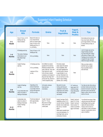 Suggested Infant Feeding Schedule Chart Edit Fill Sign Online