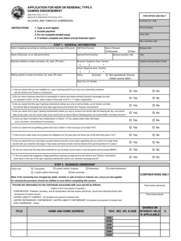 Application For Type Ii Gaming Retailer Edit Fill Sign