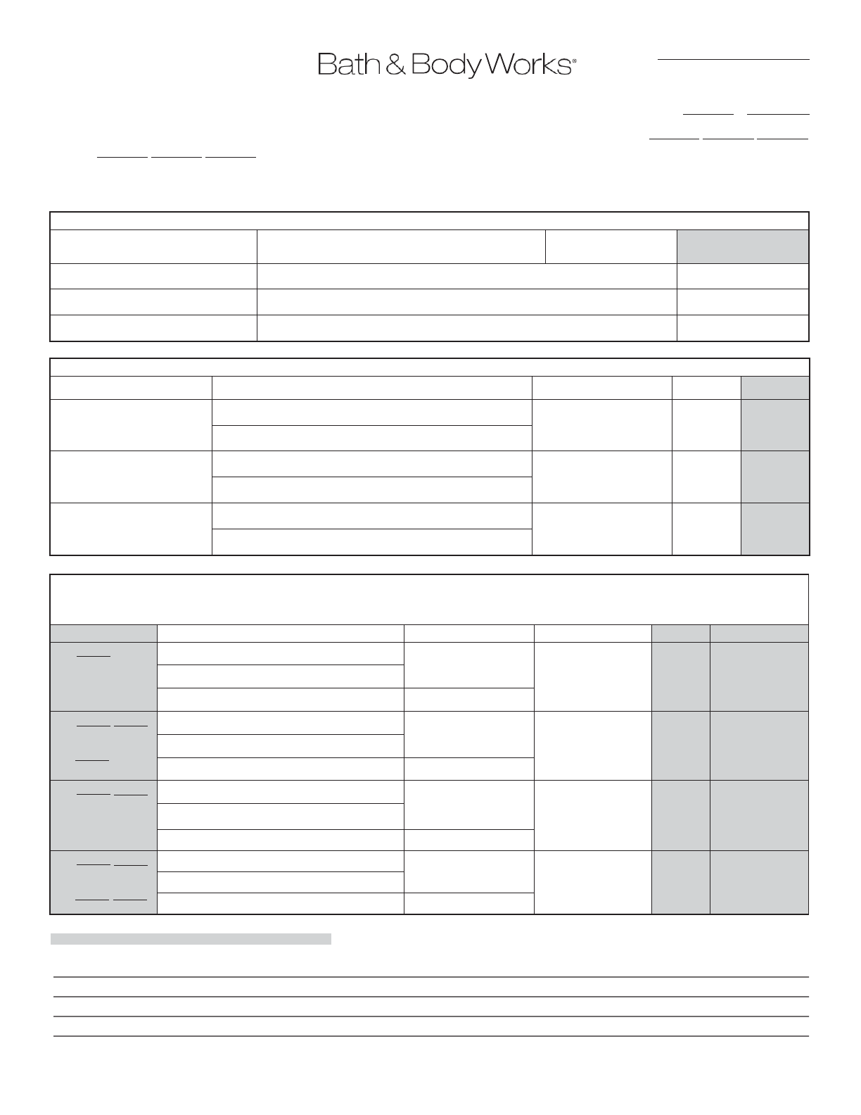 Bath And Body Works Application Form Printable Printable Forms Free Online