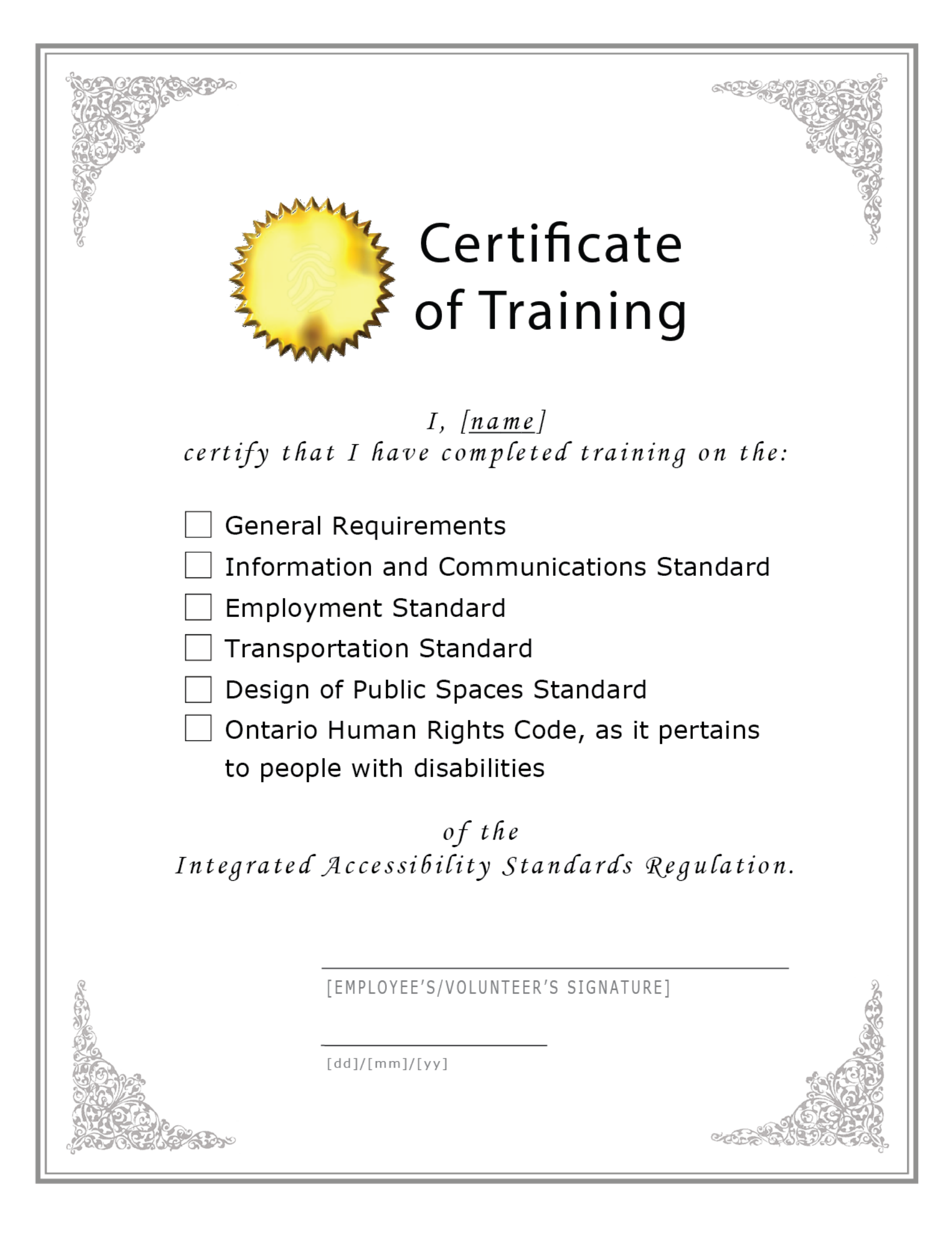 Blank Sample Certificate of Training Edit Fill Sign Online Handypdf