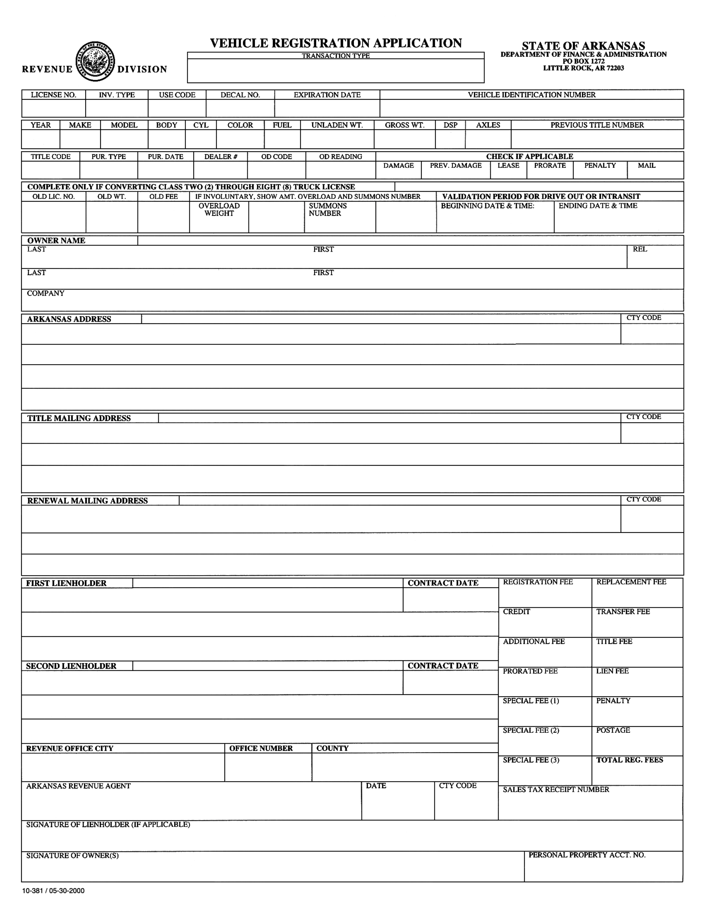 Car Registration Form Arkansas Edit, Fill, Sign Online Handypdf