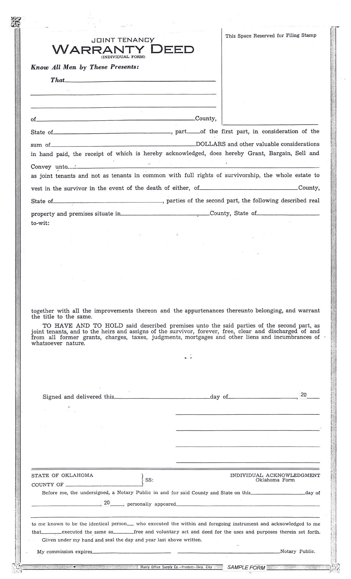 Joint Tenancy Warranty Deed Oklahoma Edit Fill Sign Online Handypdf 2907