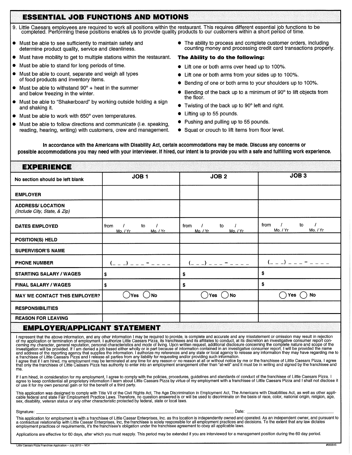 Little Caesars Application Form Edit Fill Sign Online Handypdf