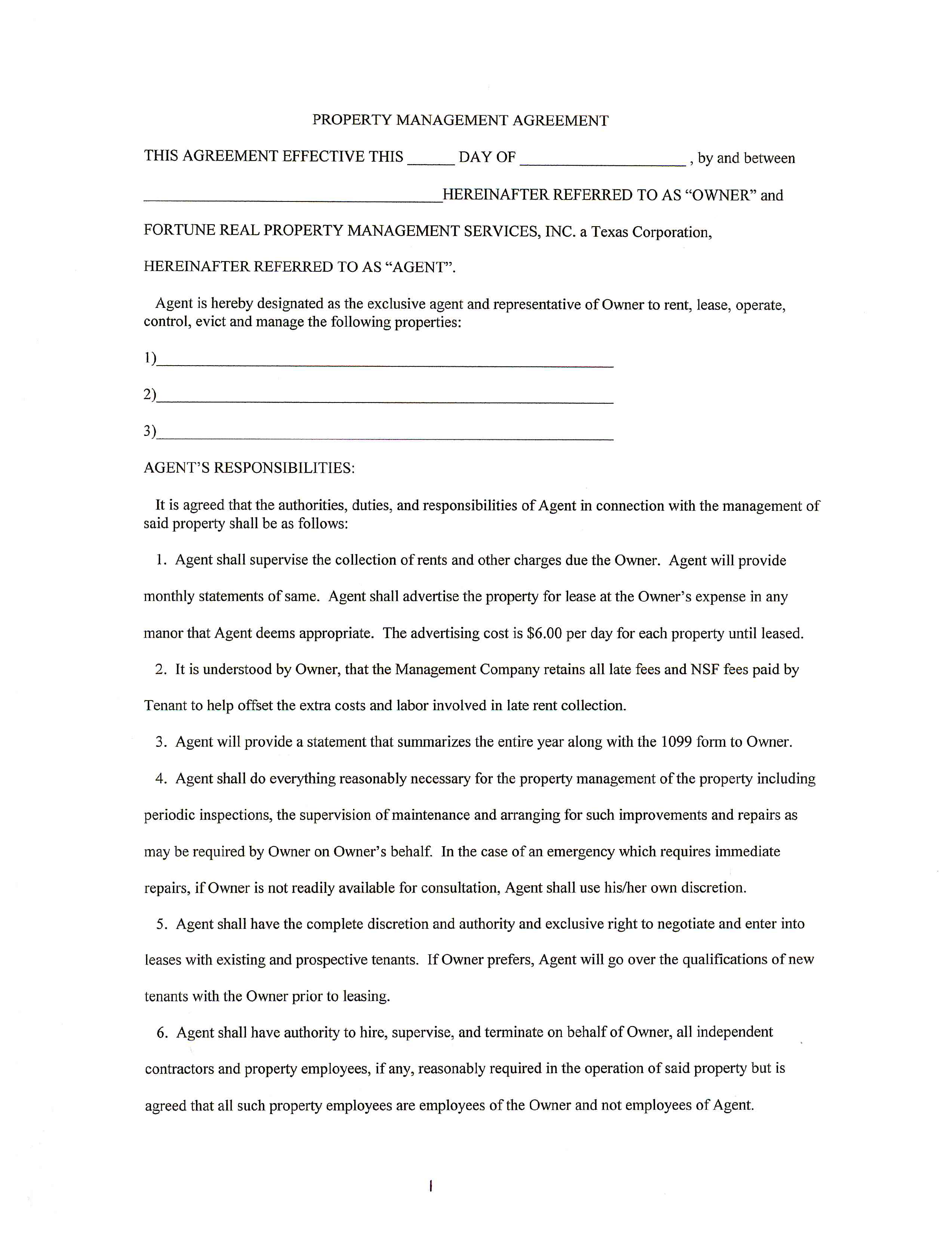Property Management Agreement Edit Fill Sign Online Handypdf