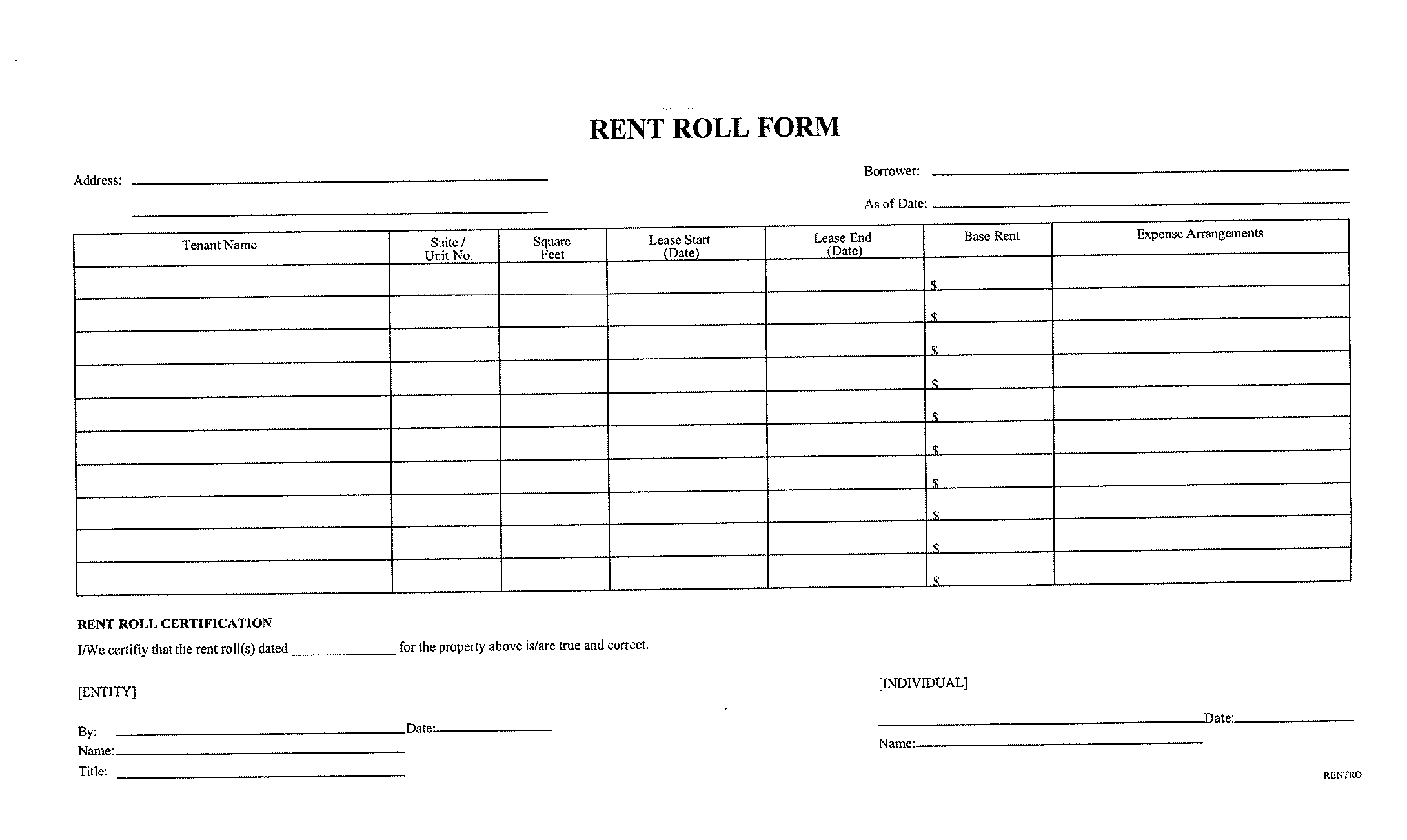 assignment of rent roll