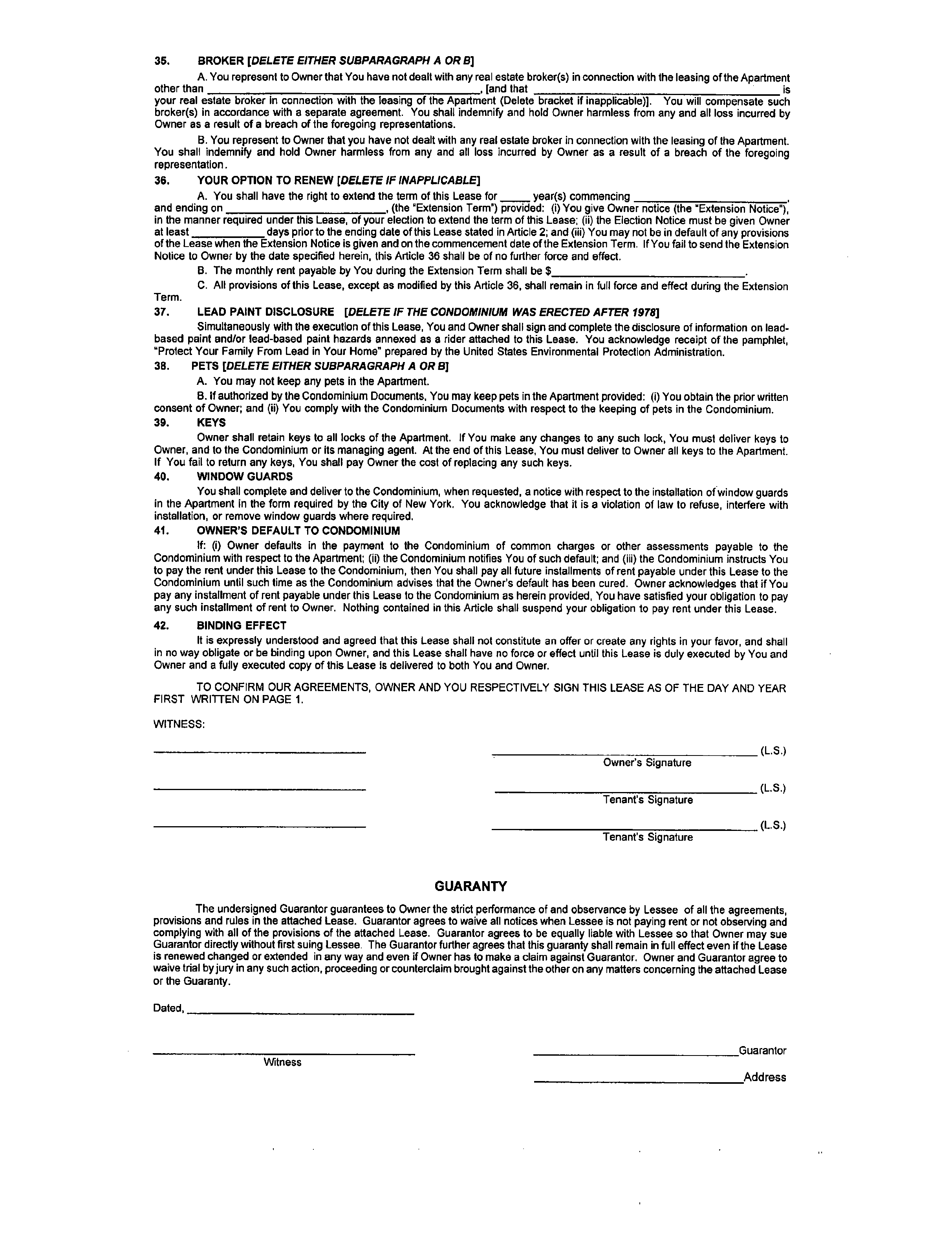 Standard Form Of Condominium Lease Agreement Edit Fill Sign Online Handypdf