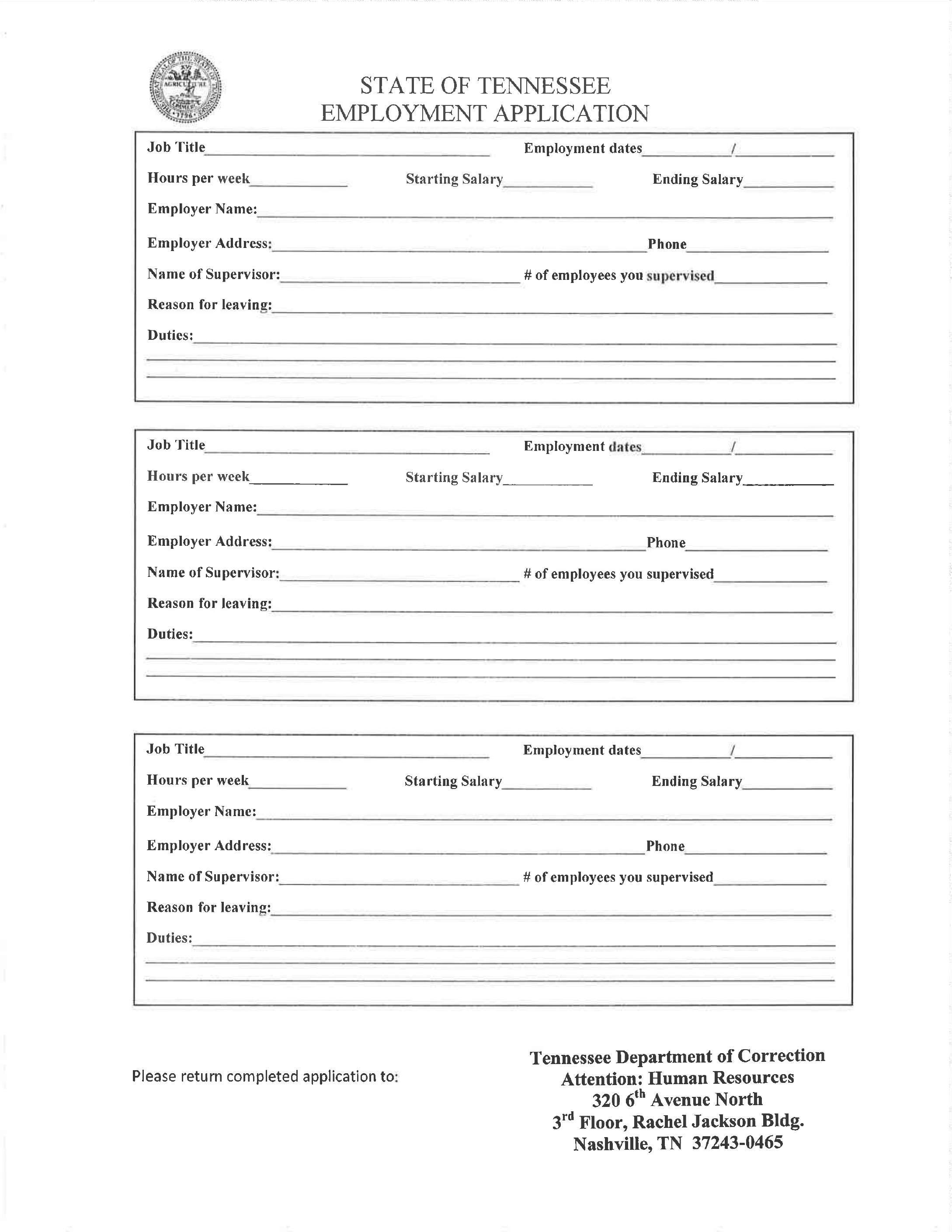 Tennessee state trooper job application