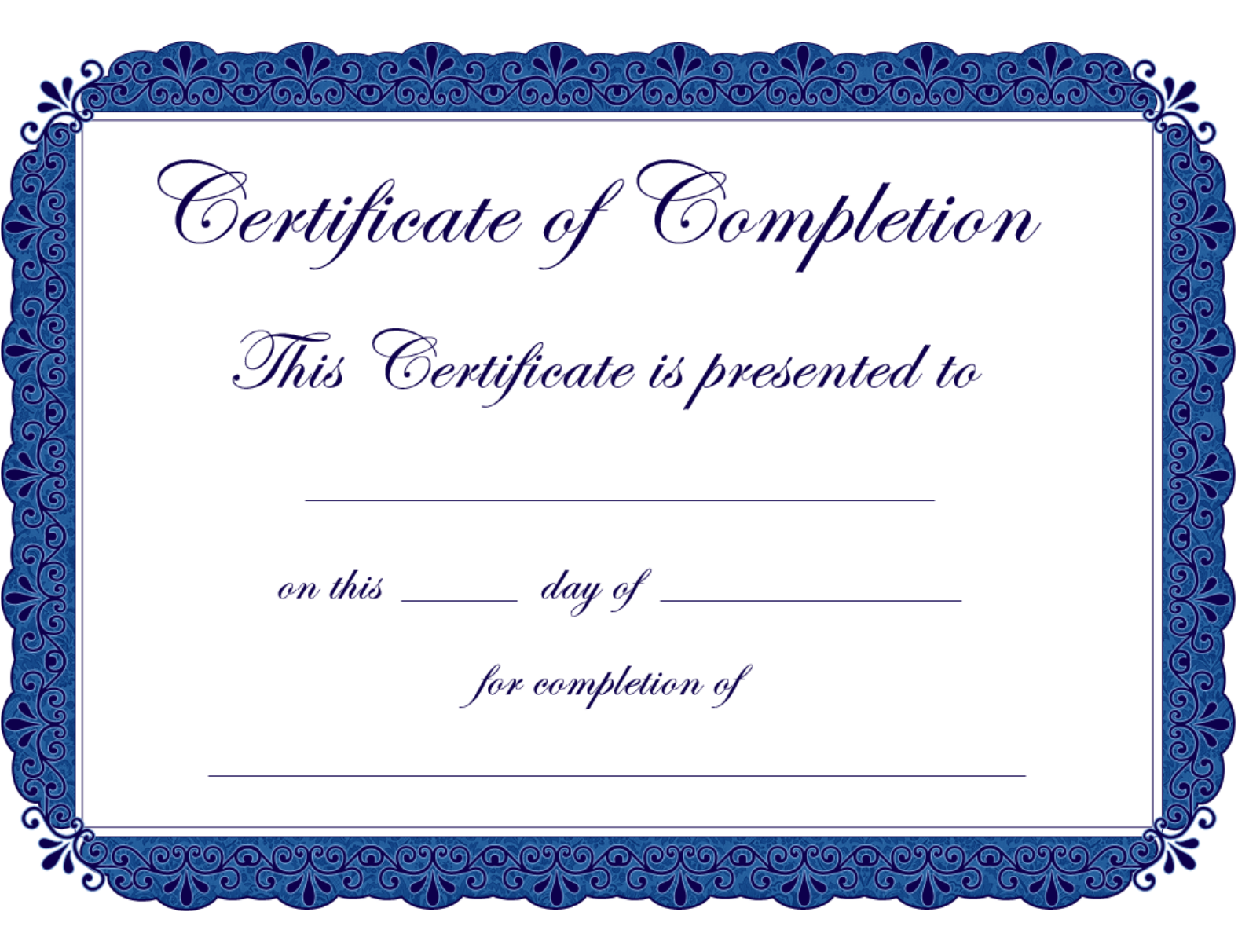 Completion certificate template Form - Edit, Fill, Sign Online Intended For Premarital Counseling Certificate Of Completion Template