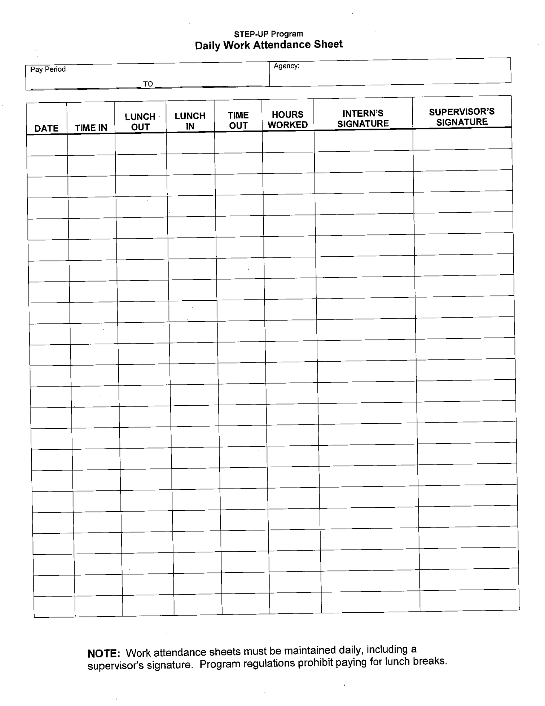 Daily Work Attendance Sheet - Edit, Fill, Sign Online | Handypdf