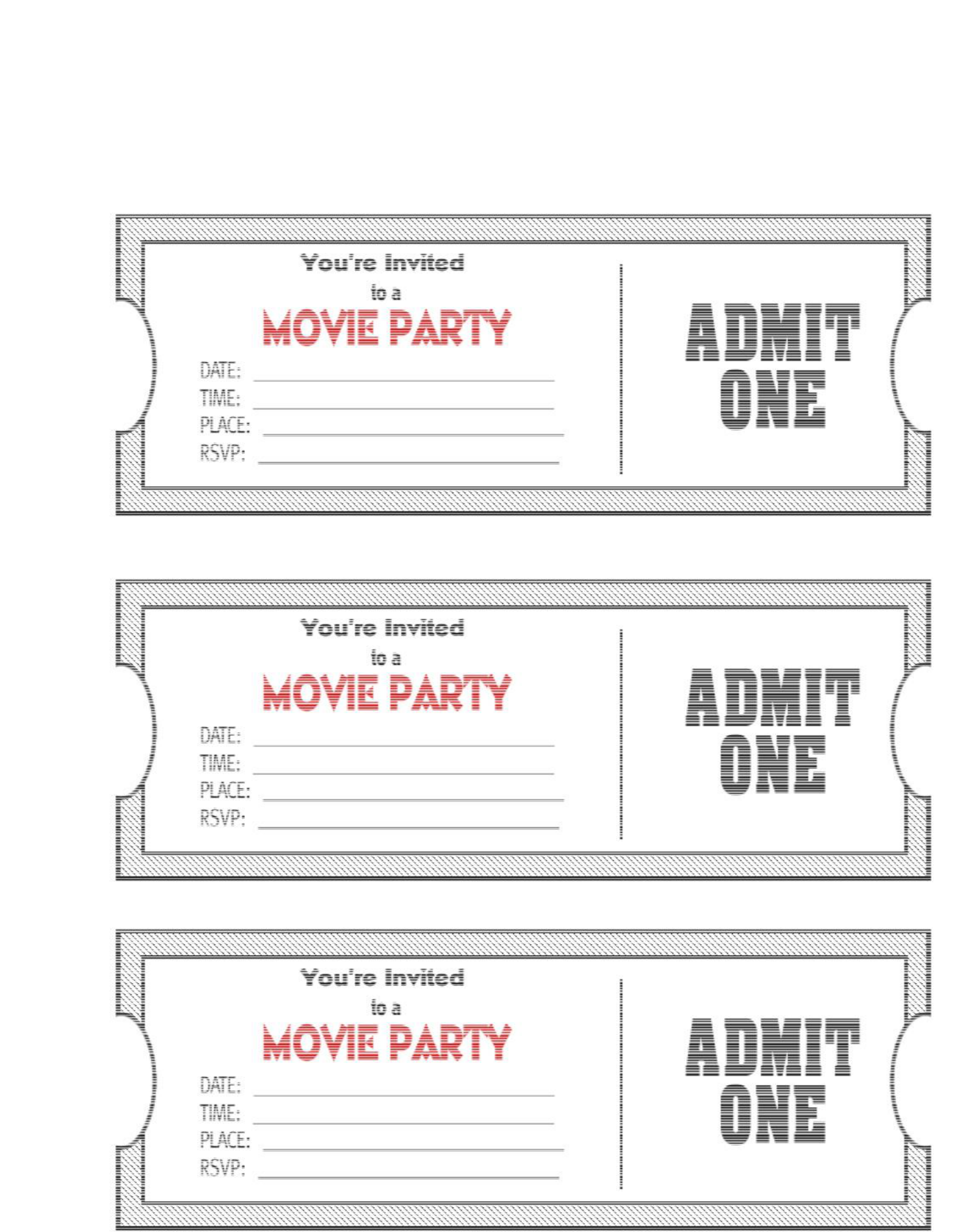 Movie Ticket Party Invitation Template Edit, Fill, Sign Online Handypdf