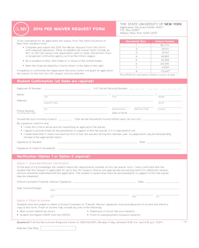 ACT Fee Waiver Form - New York