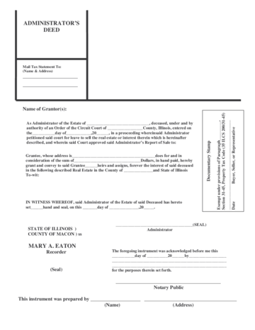 2024 Administrator's Deed Form - Fillable, Printable Pdf & Forms 