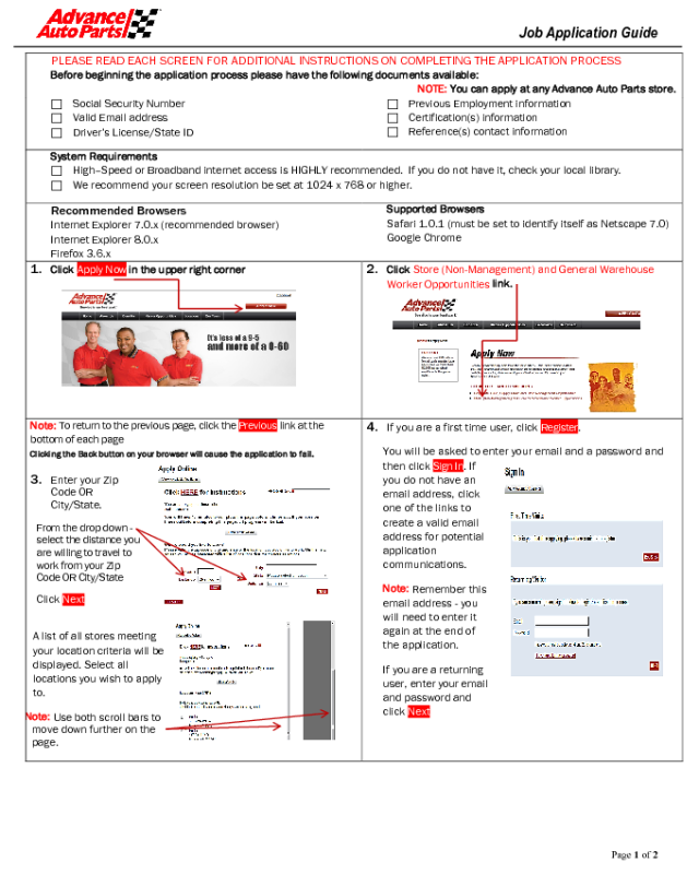 Advance Auto Parts Application Form