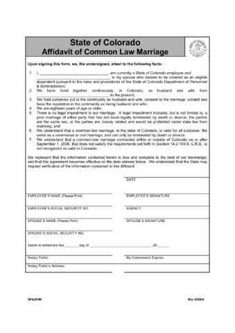 2024 Affidavit of Common Law Marriage - Fillable, Printable PDF & Forms ...