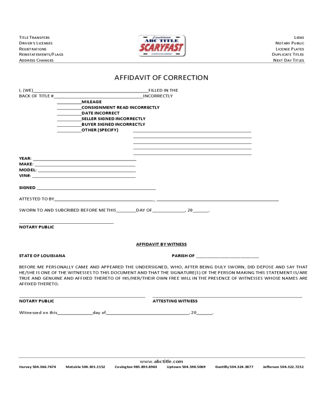 Affidavit of Correction - Schmitt Title, LLC