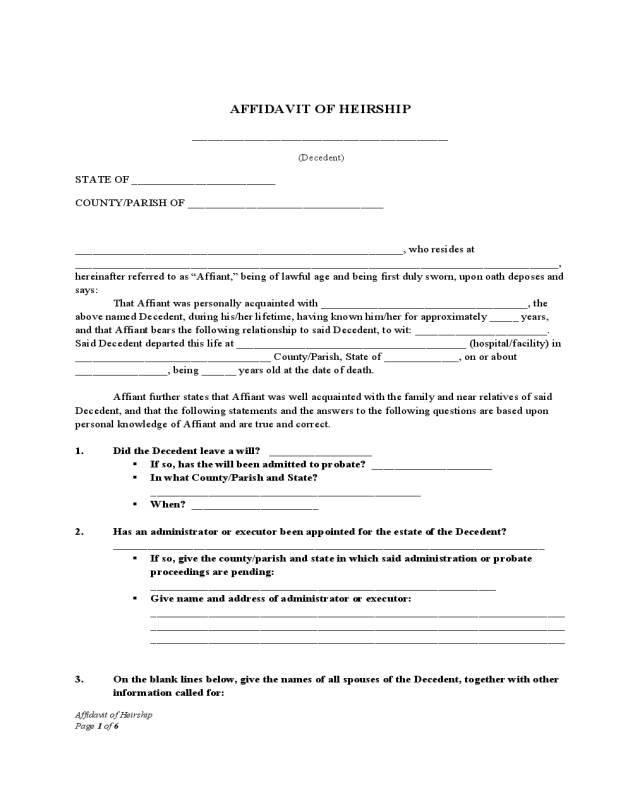 Affidavit of Heirship - Mewbourne