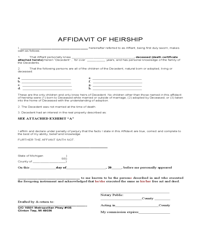 Affidavit of Heirship - Premier Title
