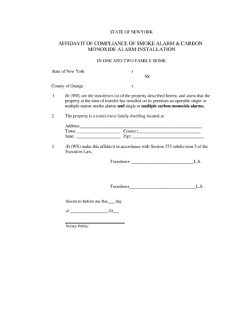 Affidavit of Smoke Alarm and Carbon Monoxide Alarm Installation - Edit ...