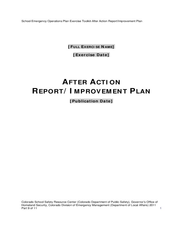 After Action Report and Improvement Plan Template
