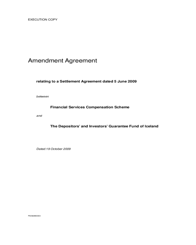 Amendment Agreement Sample
