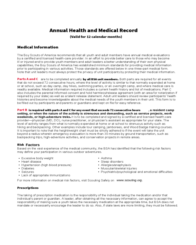 2024 BSA Medical Form Fillable, Printable PDF & Forms Handypdf
