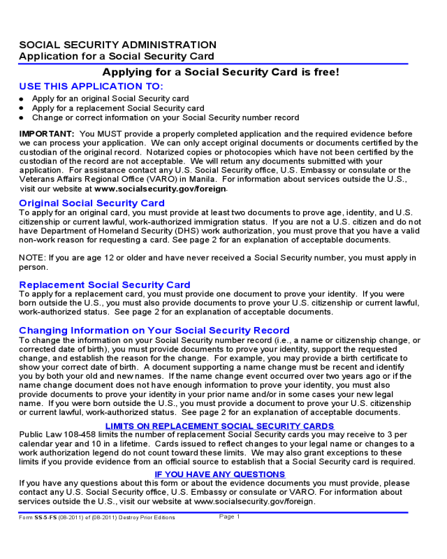 Application for a Social Security Card (Outside of the U.S.)