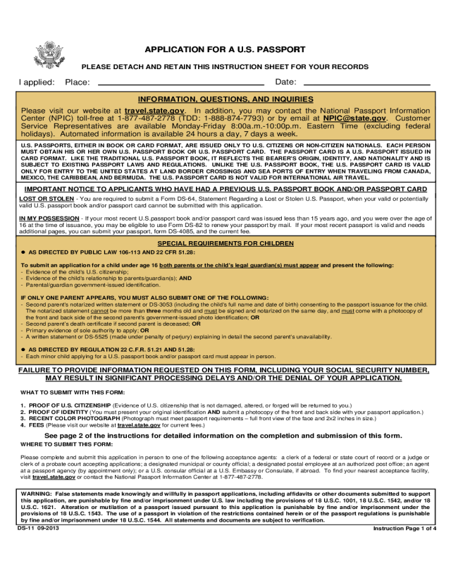 2024 Passport Application Form Fillable, Printable PDF & Forms Handypdf