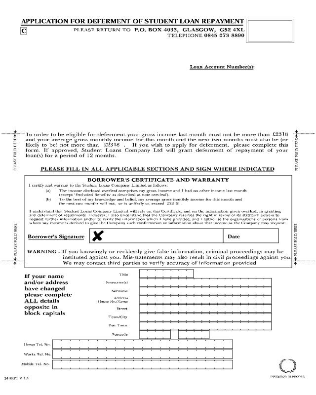 Application for Deferment of Student Loan Repayment