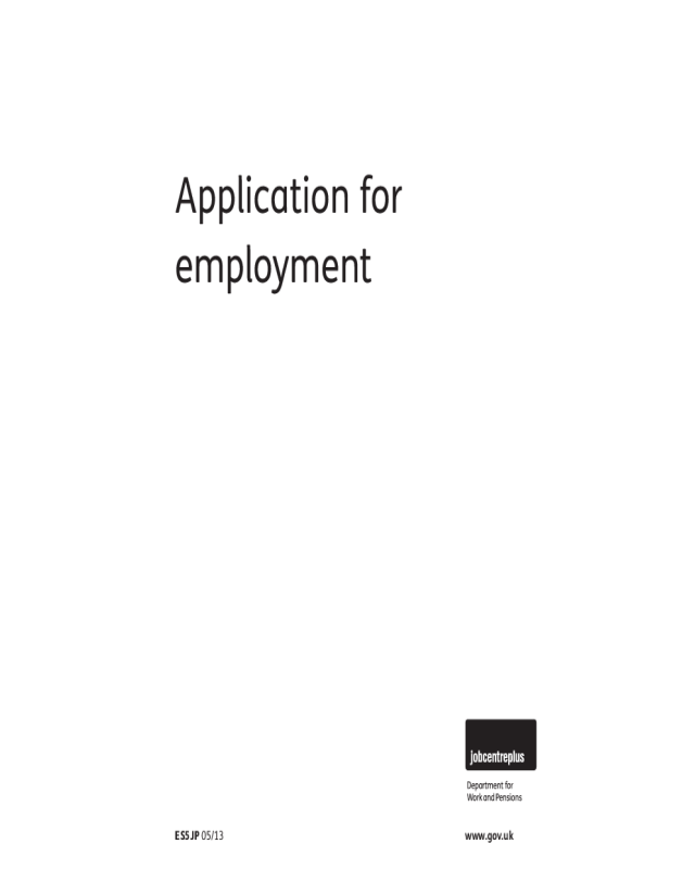 Application for Employment - U.K.