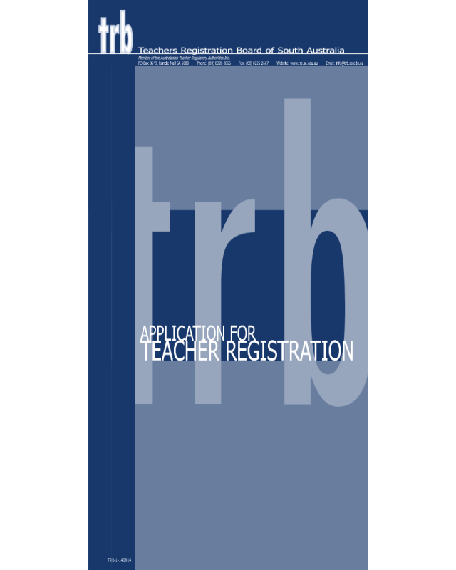 Application for Teacher Registration - Teachers Registration Board of South Australia