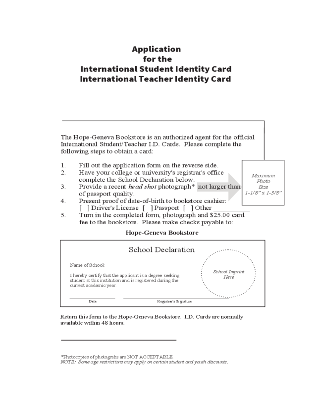 Application for the International Student Identity Card