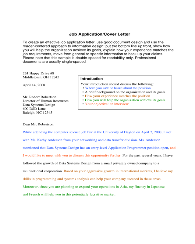 Application Letter Sample Form