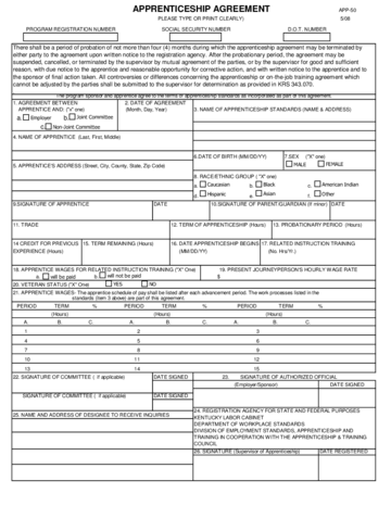 2024 Apprenticeship Agreement Form - Fillable, Printable PDF & Forms ...