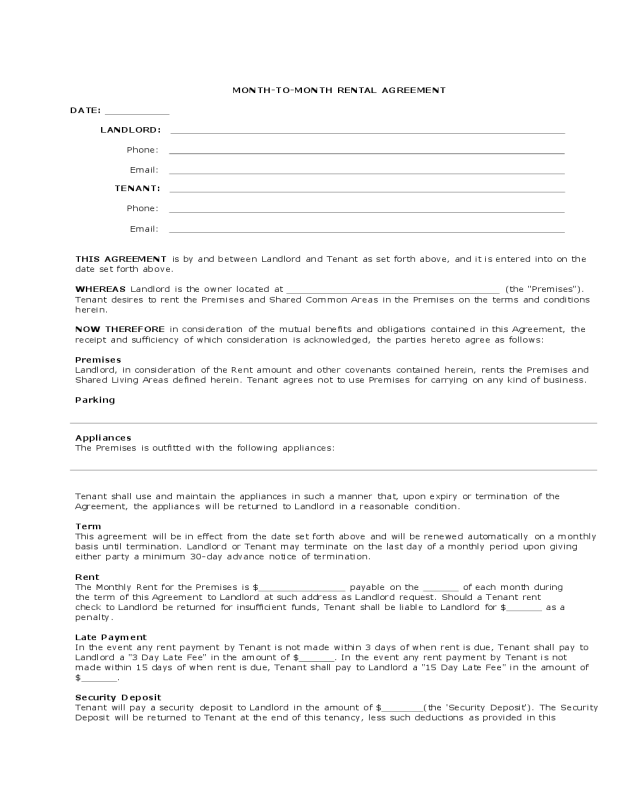 Arizona Monthly Rental Agreement