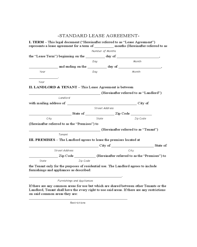 Arkansas Standard Residential Lease Agreement
