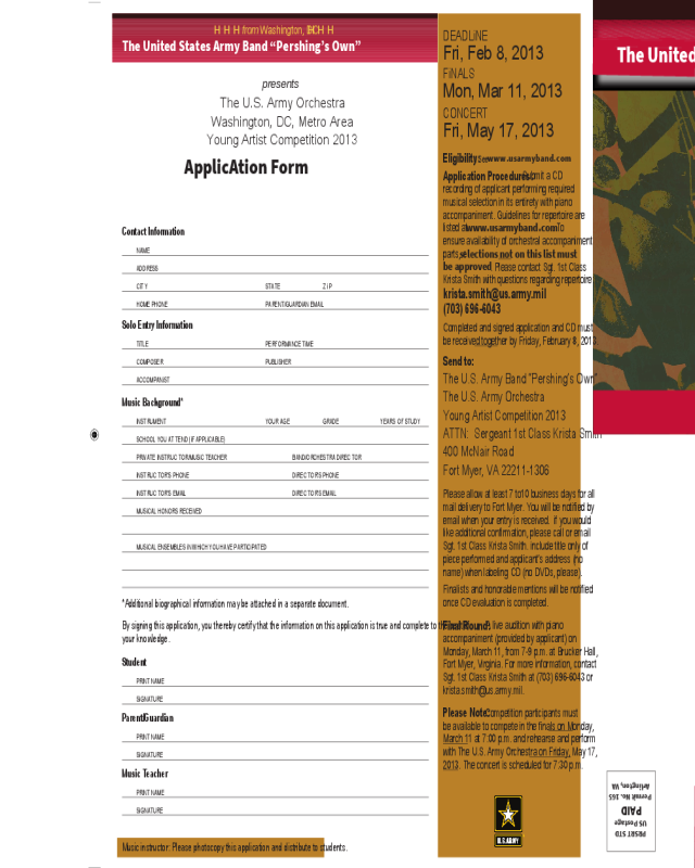 Army Application Form - Washington