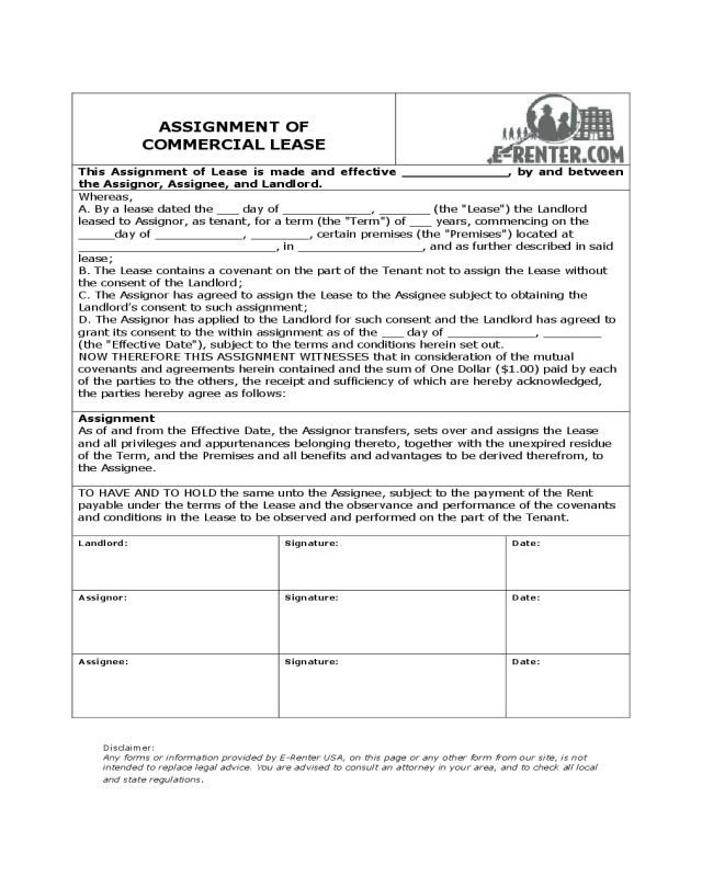 Assignment of Commercial Lease