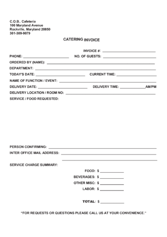 Basic Catering Invoice Template - Edit, Fill, Sign Online | Handypdf