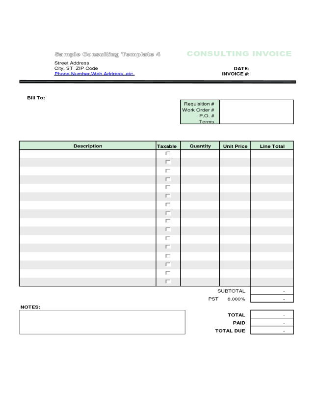 Basic Consulting Invoice Template Sample