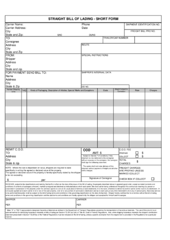 2024 Bill of Lading Form - Fillable, Printable PDF & Forms | Handypdf