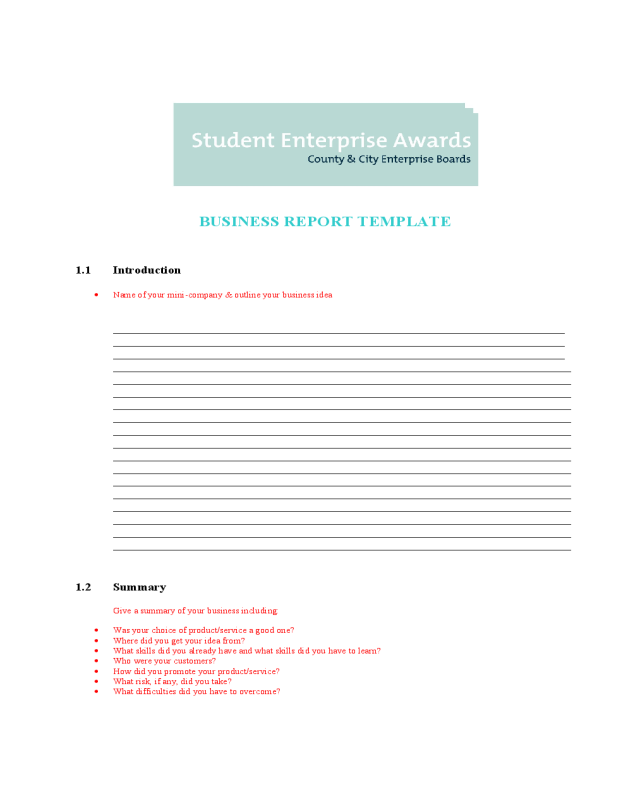 Blank Business Report Template