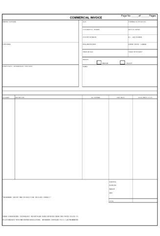 free fillable commercial invoice template