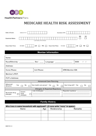 2024 Medicare Health Risk Assessment Form - Fillable, Printable PDF ...