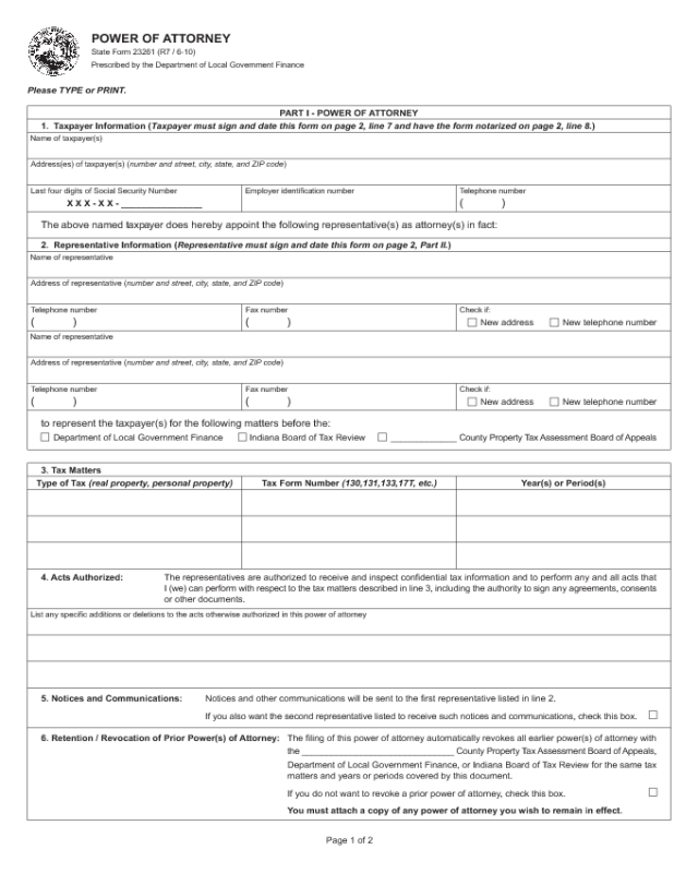 Blank Power Of Attorney Form Indiana Edit Fill Sign Online Handypdf